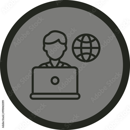 Remote Male Worker Icon Design