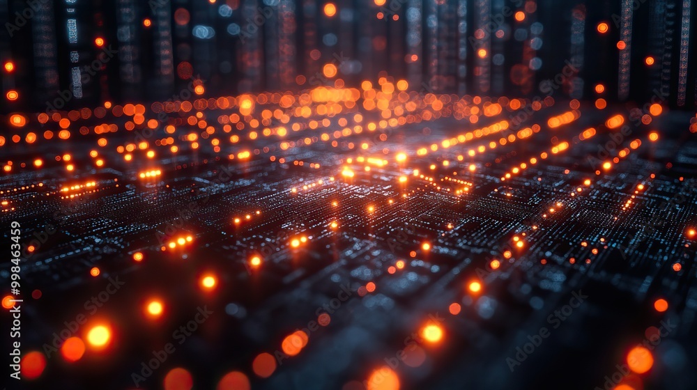 Fototapeta premium Technology's impact on the financial sector is highlighted by various business deals, including AI and decentralized finance.