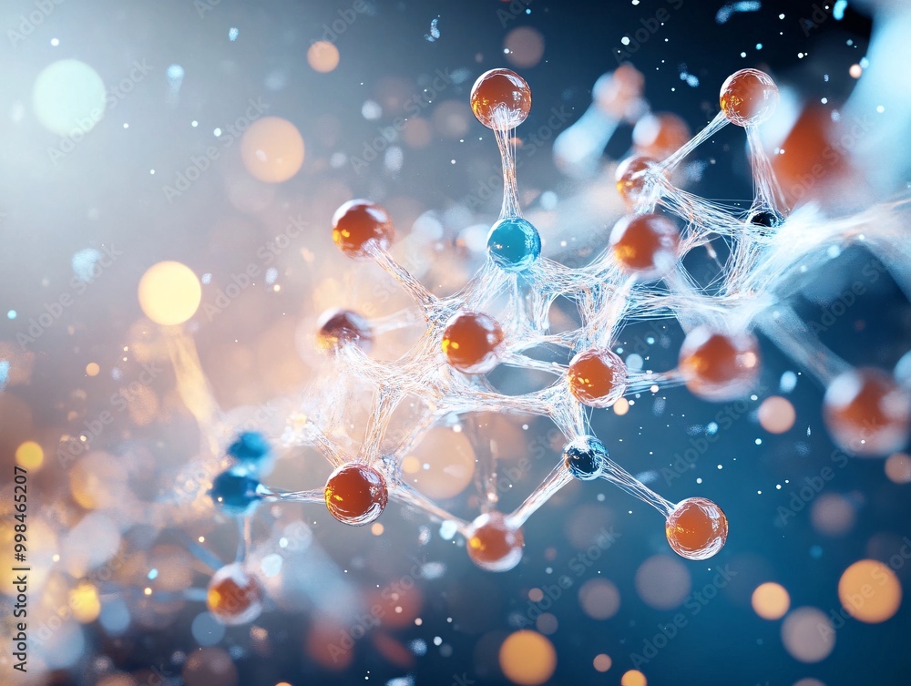 Abstract Molecular Structure with Bokeh Background. Abstract Molecular Structure with Bokeh Background.