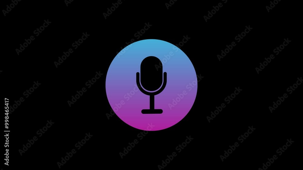 From the Glitch effect arises microphone symbol. Voice recording podcast mic microphone button icon animation. 4k video From the Glitch effect arises microphone symbol. Voice recording podcast mic microphone button icon animation. 4k video