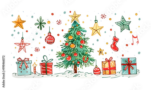 Wallpaper Mural New Year and Christmas card, graphic advertising backgrounds in a doodle 2D illustrator style. Torontodigital.ca