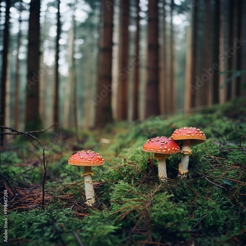 Mushrooms in the coniferous forest