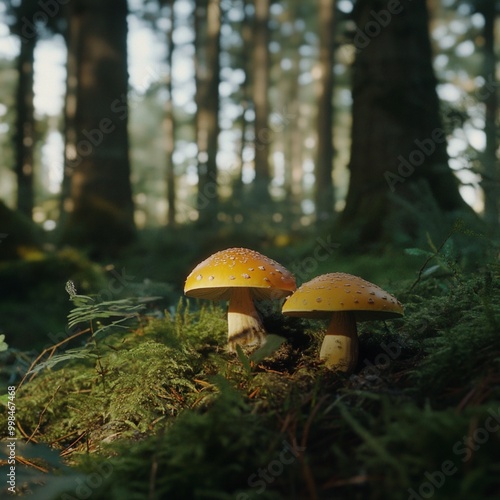 Mushrooms in the coniferous forest