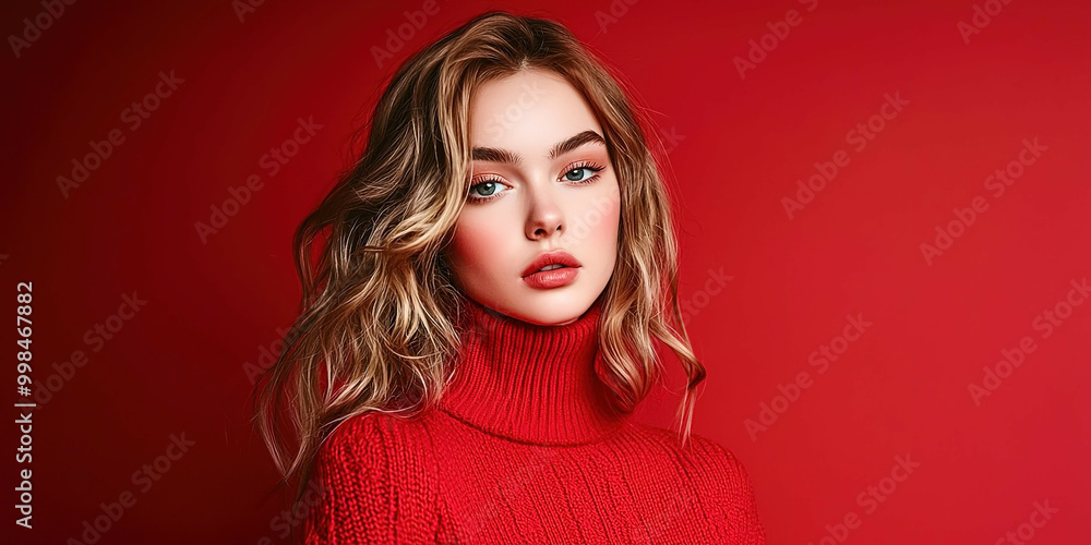 A woman in a red sweater poses for the camera A woman in a red sweater poses for the camera