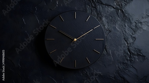 Wallpaper Mural Black minimalist wall clock with no numbers and sleek design, set against a textured background, emphasizing simplicity and modern interior aesthetics. Torontodigital.ca