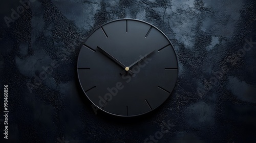 Wallpaper Mural Black minimalist wall clock with no numbers and sleek design, set against a textured background, emphasizing simplicity and modern interior aesthetics. Torontodigital.ca