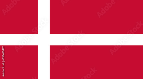 Danish red cross flag waving in the wind, symbol of European nation, denmark