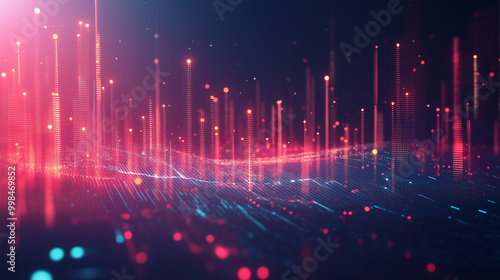An abstract representation of rising stock indices, showcasing futuristic financial data points and graphs that illustrate market trends and performance
