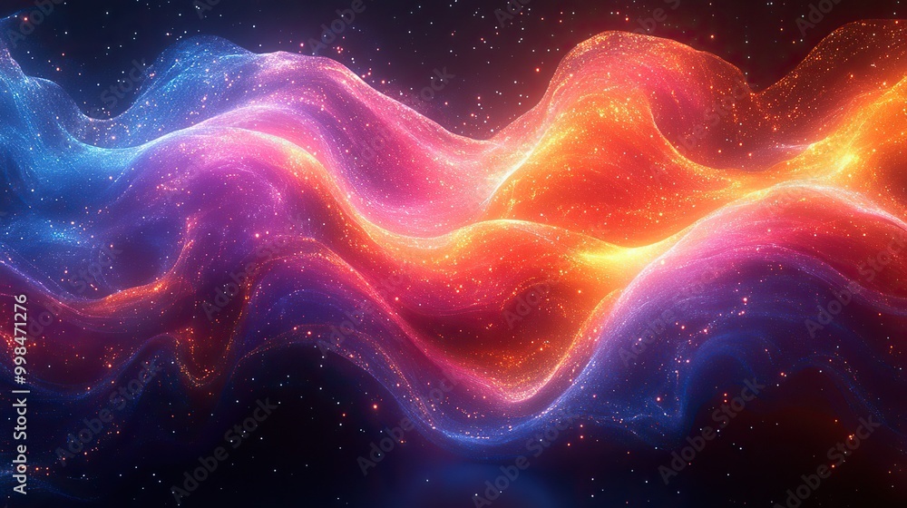 Fototapeta premium The abstract technology and dynamic background features colorful waves for an engaging design with tech elements.