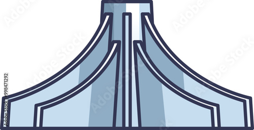 Illustration of a metallic machine part with a symmetrical, curved design, representing industrial components.