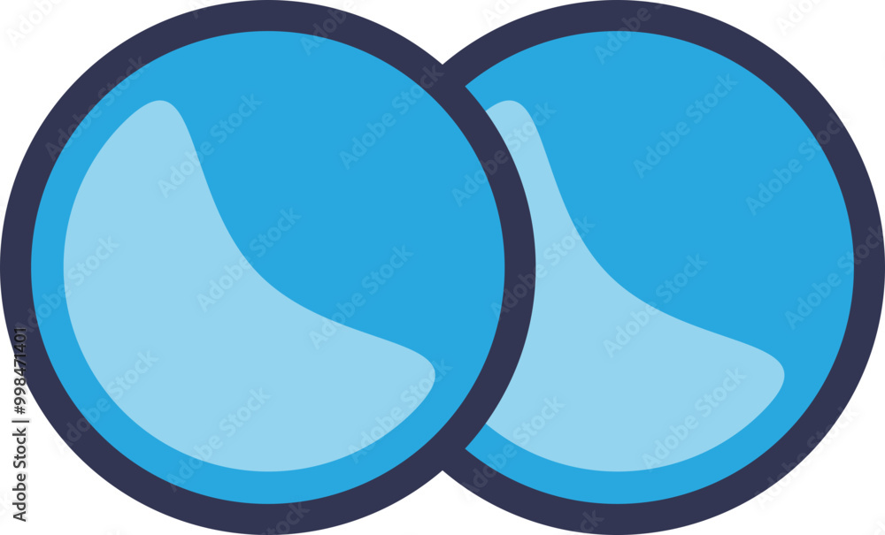 Illustration of an O2 molecule with two blue overlapping circles representing oxygen atoms.