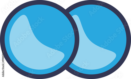 Illustration of an O2 molecule with two blue overlapping circles representing oxygen atoms.
