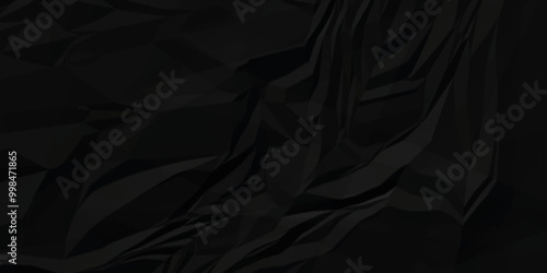Black crumpled paper texture . Black wrinkled paper texture. Black paper texture . Black crumpled and top view textures can be used for background of text or any contents.