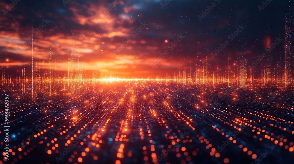 Obraz premium The abstract technology background with artificial intelligence highlights futuristic perspectives and big data visualization in 3D rendering.