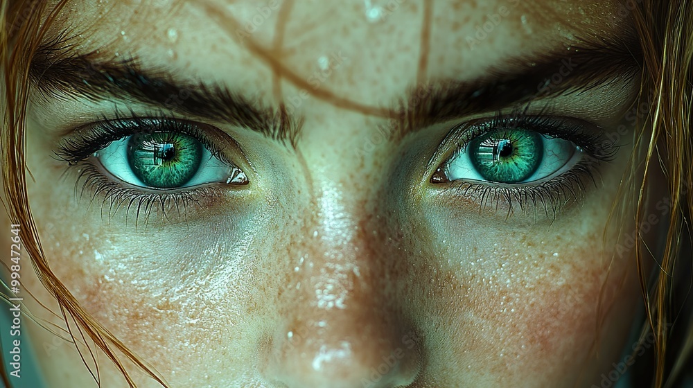 Intense Green Eyes: A Close-Up Portrait Intense Green Eyes: A Close-Up Portrait
