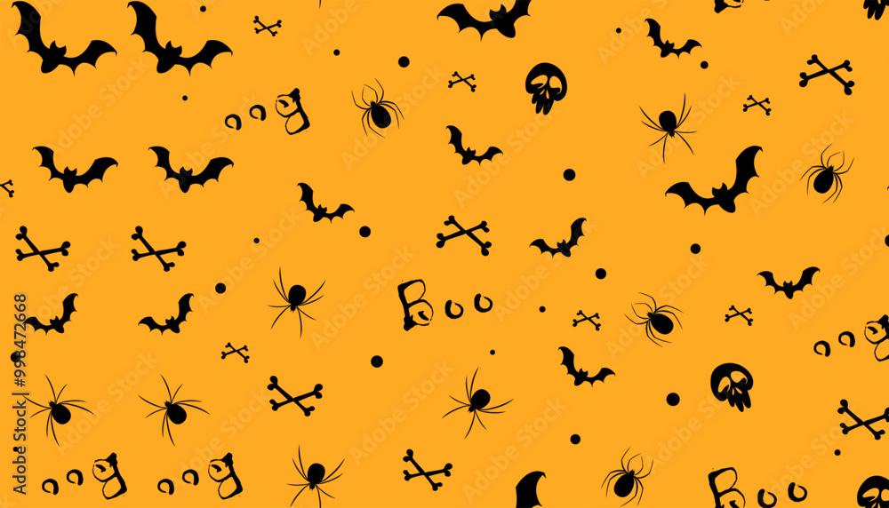 Creepy seamless pattern for Halloween. On an orange background. The background can be changed. Vector graphics. EPS 10 Creepy seamless pattern for Halloween. On an orange background. The background can be changed. Vector graphics. EPS 10