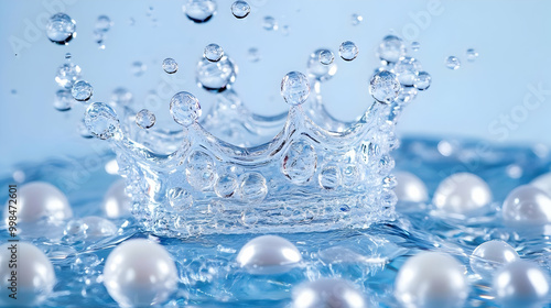 Splashing Water Droplets with Bubbles on Calm Surface