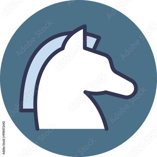 A stylized white horse head icon on a blue circular background, symbolizing a Trojan horse in cybersecurity context.