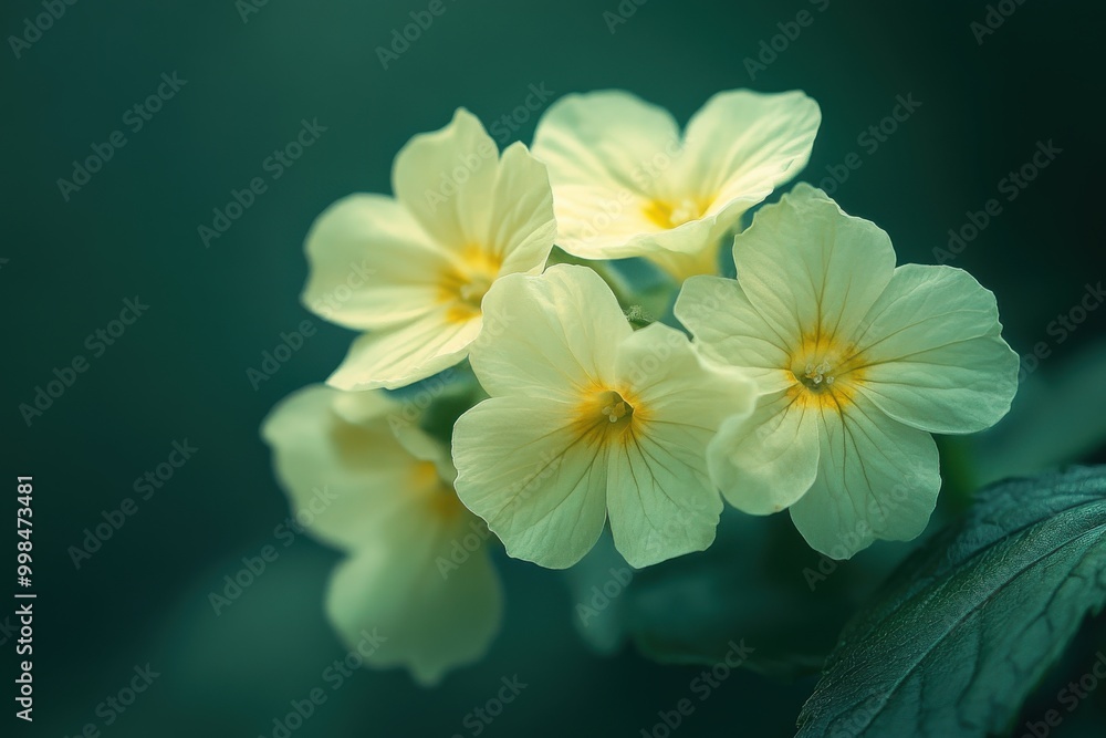 Fototapeta premium white and yellow flower with green scene