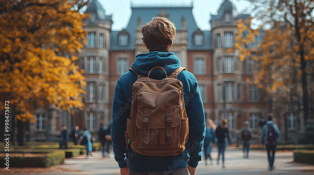A College Student with His Backpack Walking Towards a Building
A College Student with His Backpack Walking Towards a Building
