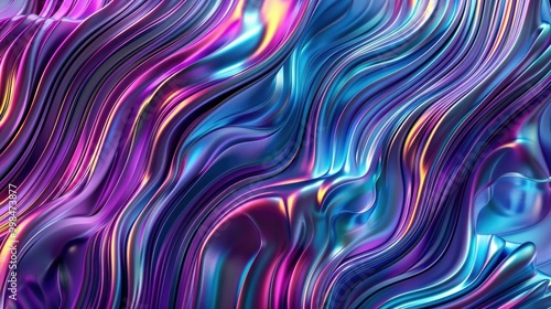 Modern 3D abstract design with flowing, colorful lines and glass-like texture photo