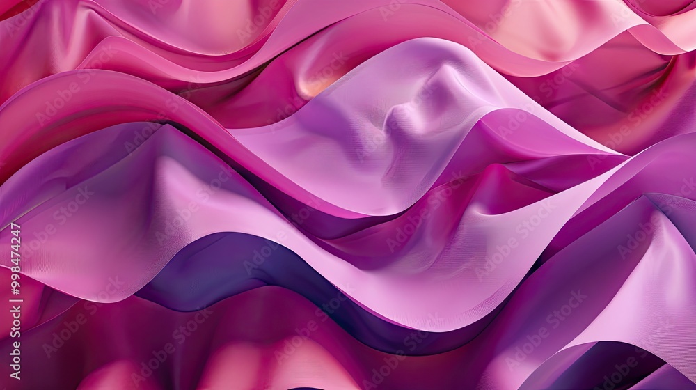 Obraz premium Pink and Purple Curvy Surfaces. Trendy Abstract 3D Background