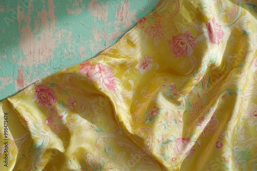 Tropical dark green leaves and flower pattern wallpaper.