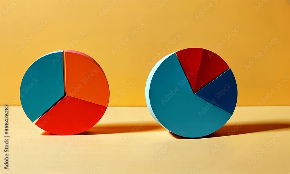 Colorful Pie Charts on a Yellow Background
