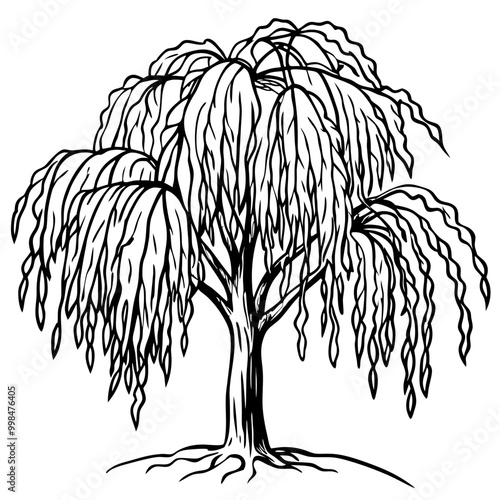 willow tree sketch drawing
