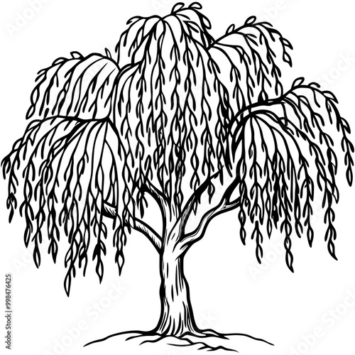 willow tree sketch drawing