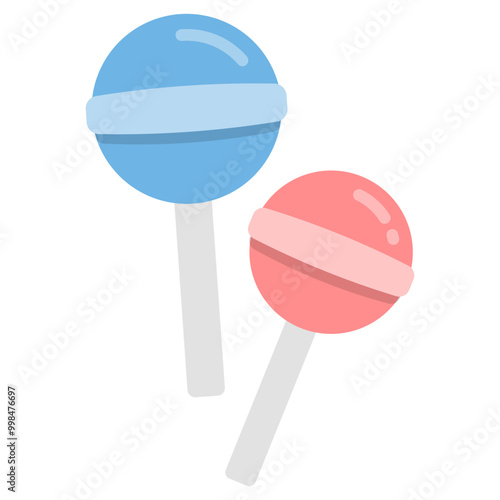 pink lollipop and blue sweet candy 