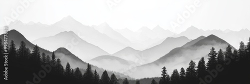 An illustration of waterfalls on a tropical jungle background with waterfalls in the foreground