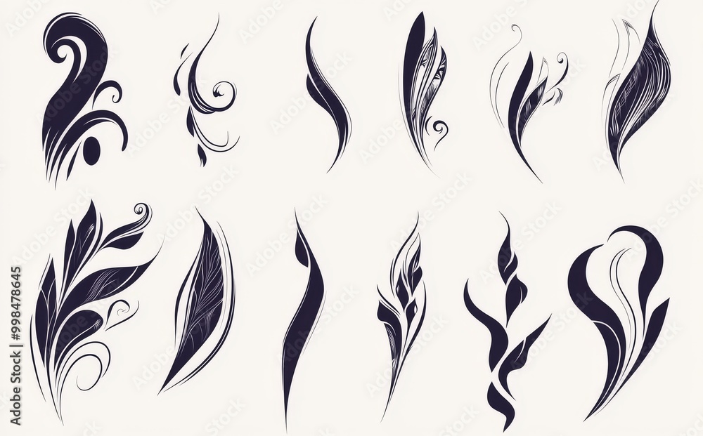 This set contains swoops, underlines, stroke swash swirls, curly hand drawn text calligraphy brush tails, and black fireworks icons. This set contains swoops, underlines, stroke swash swirls, curly hand drawn text calligraphy brush tails, and black fireworks icons.