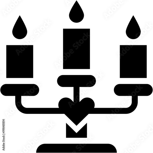 Vector Icon Candelabrum, Candle, Loving, Romantic Dinner, Romance