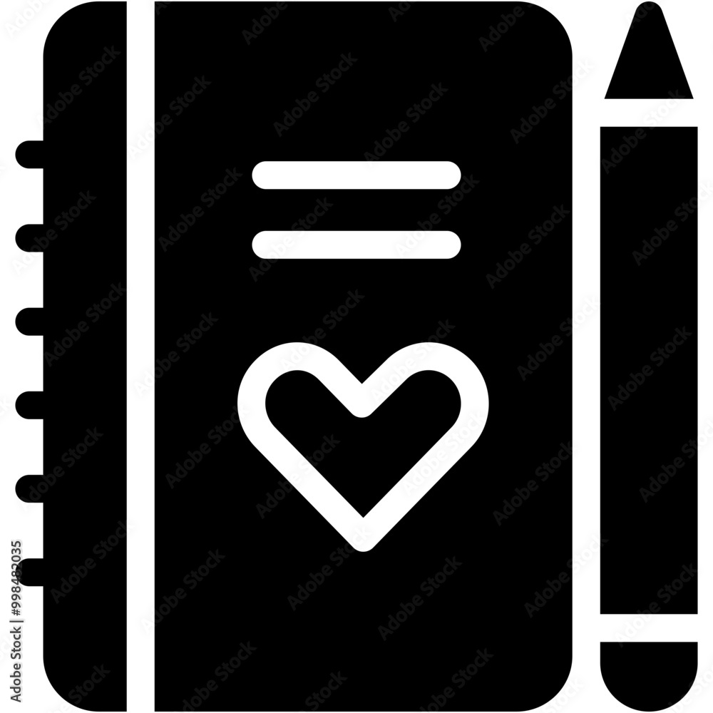 Vector Icon Notebook, File And Folder, Secret, Heart, Love Vector Icon Notebook, File And Folder, Secret, Heart, Love