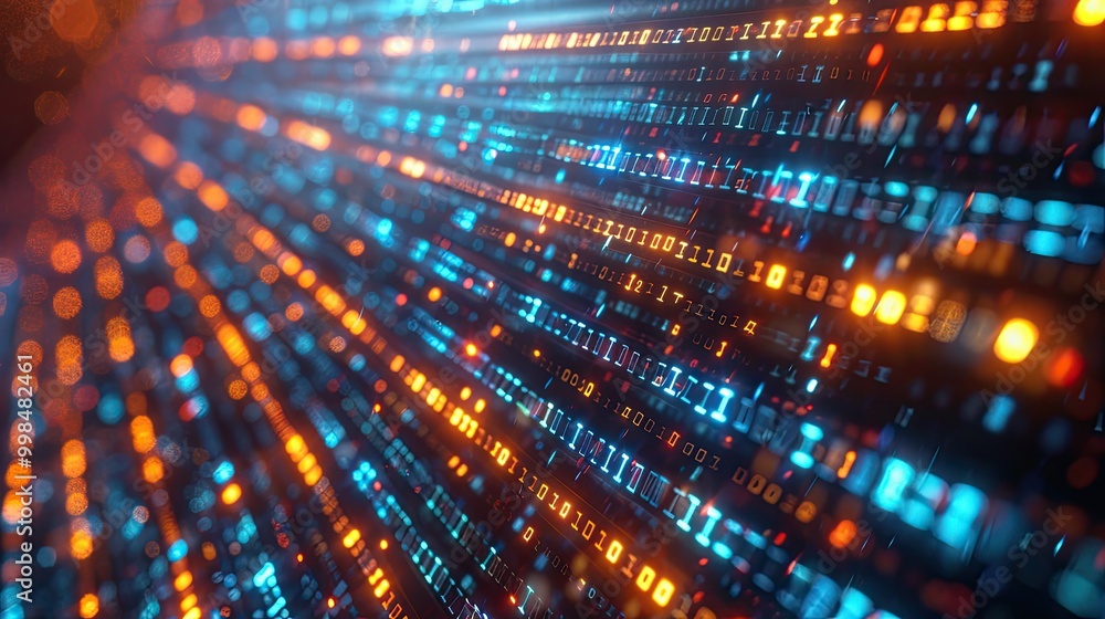 Big Data concept. Blockchain 3D illustration. Information Waves and the Global Database Big Data concept. Blockchain 3D illustration. Information Waves and the Global Database