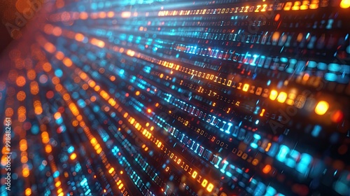 Wallpaper Mural Big Data concept. Blockchain 3D illustration. Information Waves and the Global Database Torontodigital.ca