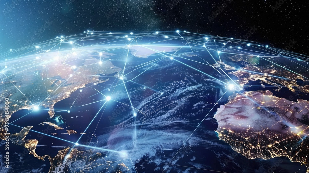 Global world network and telecommunication on earth cryptocurrency and blockchain and IoT Global world network and telecommunication on earth cryptocurrency and blockchain and IoT
