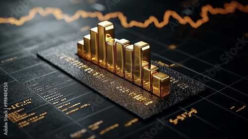 Stock market bar chart etched into gold, symbolizing the value of precious metal investments