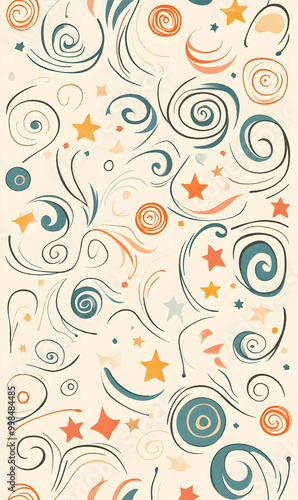 carpet or tile pattern 2D illustrator doodle wallpaper