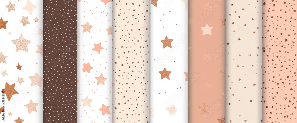 Dotted Backdrop with White, Pink, and Brown Irregular Brush Dots and Stars on a White and Beige Background. Abstract Geometric Seamless Modern Print. Dotted Background. Dotted Backdrop with White, Pink, and Brown Irregular Brush Dots and Stars on a White and Beige Background. Abstract Geometric Seamless Modern Print. Dotted Background.