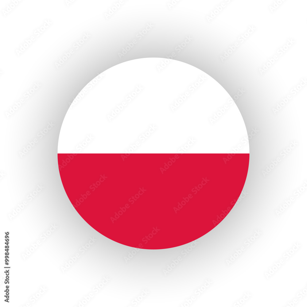 Polish round flag isolated country symbol illustration on white background. Vector icons flat style. Polish round flag isolated country symbol illustration on white background. Vector icons flat style.