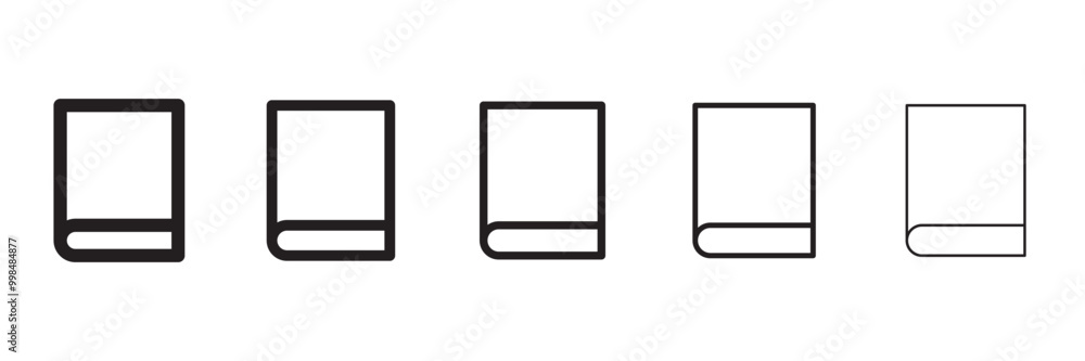 Book literature and document outlined black illustration isolated in 5 versions. Vector icons in flat style Book literature and document outlined black illustration isolated in 5 versions. Vector icons in flat style