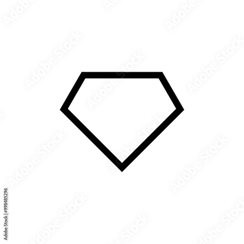 Gem, carat, diamond, brilliant, crystal, gemstone outlined black isolated sign. Vector icon in flat style