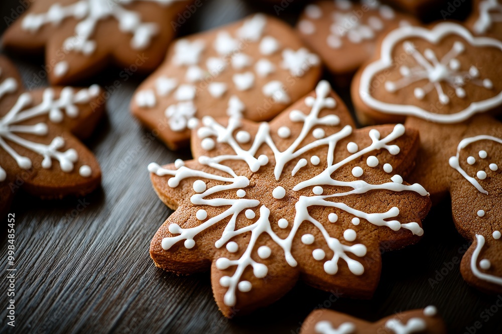 Decorating gingerbread cookies with Christmas decorations Decorating gingerbread cookies with Christmas decorations