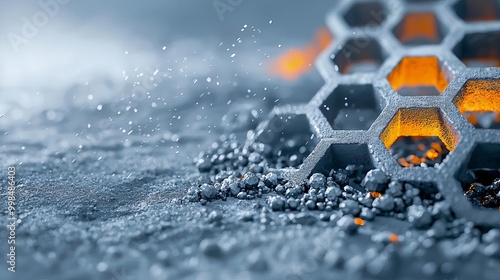 Super strong graphene material in a construction setting, reinforcing concrete structures, symbolizing strength and durability   Application of graphene in building materials