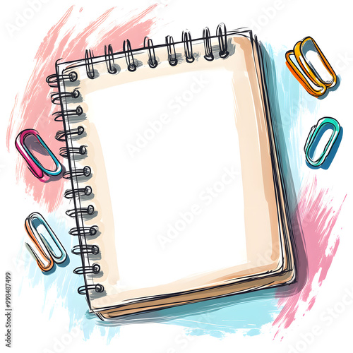 stationery in doodle 2D illustrator style, with cartoonish/symbolic elements and a white background. photo