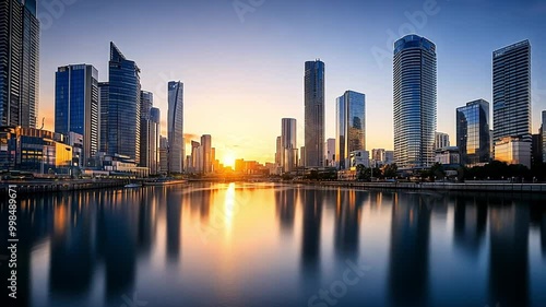 Wallpaper Mural City skyline at night near the water. Generative AI Torontodigital.ca