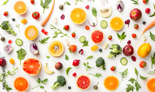 vegetable and fruits photo or illustrator on white background