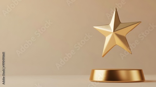 Modern illustration of a golden star award in realistic detail